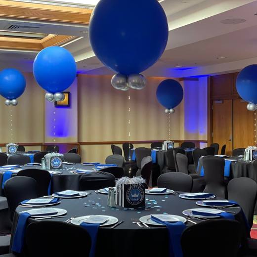 Game On: Sports, in bold silver, blue and black. Bar Mitzvah at Renaissance Charlotte, planned by Razzle Dazzle Event Planning, Charlotte NC. Photo 5 of 8.