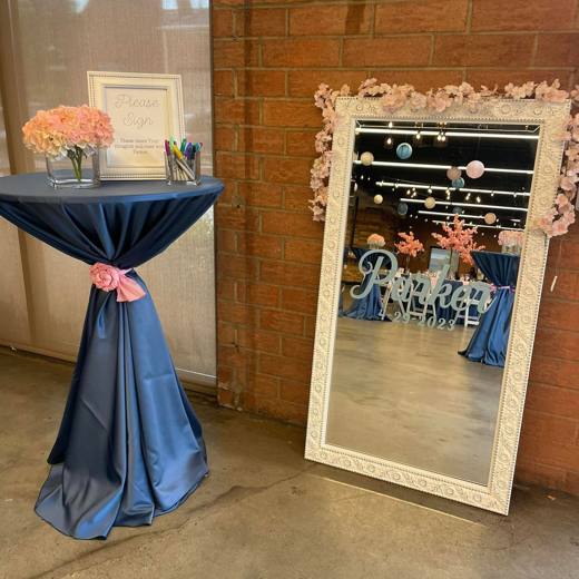 Cherry Blossoms: Cherry blossoms and soft florals. Bat Mitzvah at Triple C Barrel Room, Charlotte, planned by Razzle Dazzle Event Planning, Charlotte NC. Photo 4 of 6.
