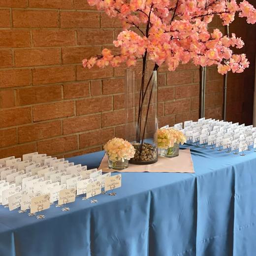 Cherry Blossoms: Cherry blossoms and soft florals. Bat Mitzvah at Triple C Barrel Room, Charlotte, planned by Razzle Dazzle Event Planning, Charlotte NC. Photo 5 of 6.