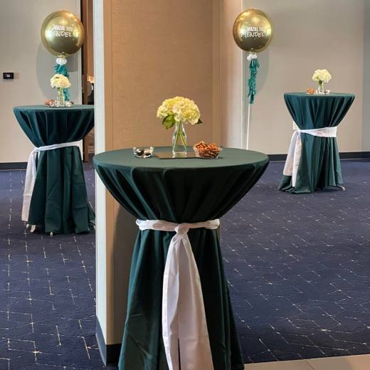 Teal, Gold, Black and White: Elegance in teal, gold, black and white. Mitzvah celebration at Courtyard by Marriott Waverly, planned by Razzle Dazzle Event Planning, Charlotte NC. Photo 4 of 9.