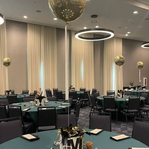 Teal, Gold, Black and White: Elegance in teal, gold, black and white. Mitzvah celebration at Courtyard by Marriott Waverly, planned by Razzle Dazzle Event Planning, Charlotte NC. Photo 6 of 9.