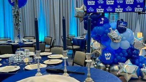 Charles's Chanukah Bar Mitzvah: Chanukah. Bar Mitzvah at Canopy by Hilton, SouthPark, planned by Razzle Dazzle Event Planning, Charlotte NC. Photo 9 of 10.