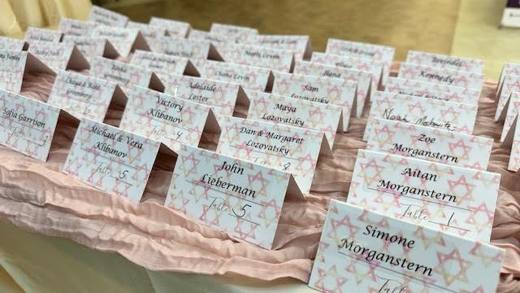 Leah's Bat Mitzvah: Pink, poised and confident. Bat Mitzvah at Chabad of Charlotte, planned by Razzle Dazzle Event Planning, Charlotte NC. Photo 7 of 10.