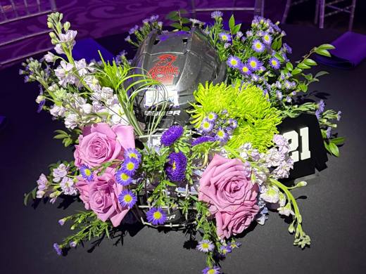 Hockey Meets Elegance: Hockey, with diamonds, purple and green. Bat Mitzvah at Le Méridien Charlotte, planned by Razzle Dazzle Event Planning, Charlotte NC. Photo 5 of 10.