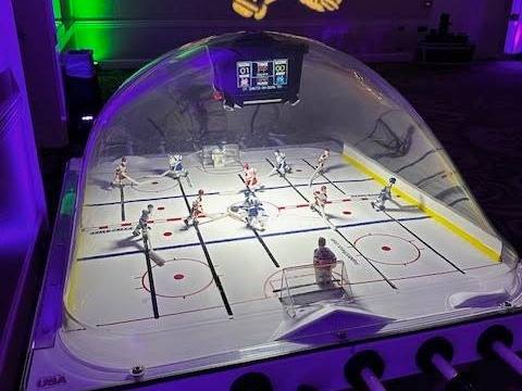 Hockey Meets Elegance: Hockey, with diamonds, purple and green. Bat Mitzvah at Le Méridien Charlotte, planned by Razzle Dazzle Event Planning, Charlotte NC. Photo 8 of 10.