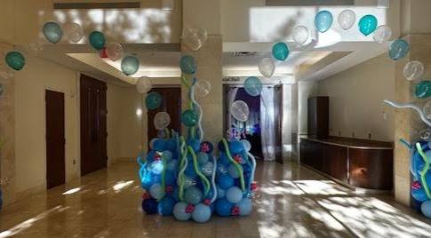 Under the Sea: Under the sea, in blue and pink. Bat Mitzvah at Temple Beth El, Charlotte, planned by Razzle Dazzle Event Planning, Charlotte NC. Photo 2 of 9.