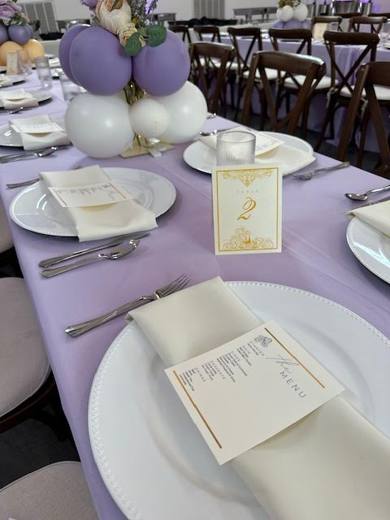 Avery's Bat Mitzvah: Purple and pretty in a barn. Bat Mitzvah at The Ivory Barn, planned by Razzle Dazzle Event Planning, Charlotte NC. Photo 7 of 10.
