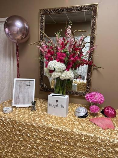 Micka's Pretty in Pink Glam: Pretty in Pink Glam. Bat Mitzvah at South Charlotte Banquet Center, planned by Razzle Dazzle Event Planning, Charlotte NC. Photo 6 of 10.