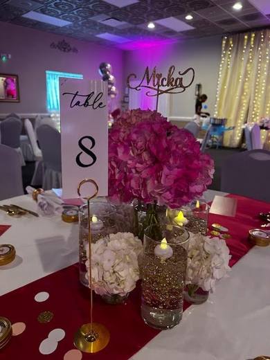 Micka's Pretty in Pink Glam: Pretty in Pink Glam. Bat Mitzvah at South Charlotte Banquet Center, planned by Razzle Dazzle Event Planning, Charlotte NC. Photo 8 of 10.