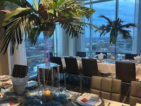 A Bat Mitzvah at the Beach, 16 Floors Up: Beach day with fall skyline views. Bat Mitzvah at AC Hotel Ballantyne, Panorama Room, planned by Razzle Dazzle Event Planning, Charlotte NC. Photo 4 of 7.