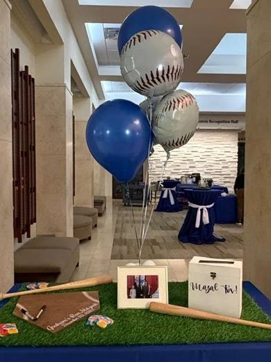 A Grand Slam Chanukah Bar Mitzvah: Baseball meets the seventh night of Chanukah. Bar Mitzvah at Temple Beth El, Charlotte, planned by Razzle Dazzle Event Planning, Charlotte NC. Photo 3 of 10.