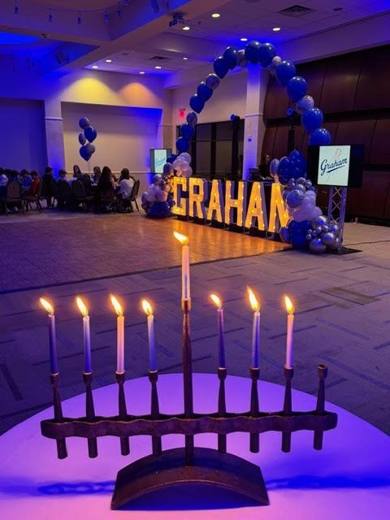 A Grand Slam Chanukah Bar Mitzvah: Baseball meets the seventh night of Chanukah. Bar Mitzvah at Temple Beth El, Charlotte, planned by Razzle Dazzle Event Planning, Charlotte NC. Photo 9 of 10.