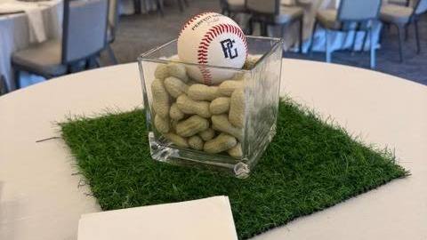 An All-Star Bar Mitzvah: All-Star baseball. Bar Mitzvah at Marriott SouthPark, planned by Razzle Dazzle Event Planning, Charlotte NC. Photo 2 of 7.
