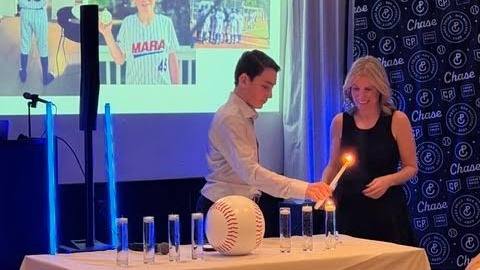An All-Star Bar Mitzvah: All-Star baseball. Bar Mitzvah at Marriott SouthPark, planned by Razzle Dazzle Event Planning, Charlotte NC. Photo 6 of 7.
