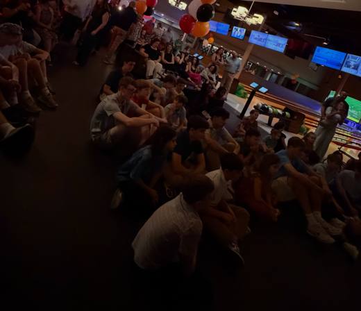 Holden's Homerun: Baseball, with college football on the big screen. Bar Mitzvah at Spare Time Entertainment, Pineville, planned by Razzle Dazzle Event Planning, Charlotte NC. Photo 9 of 14.