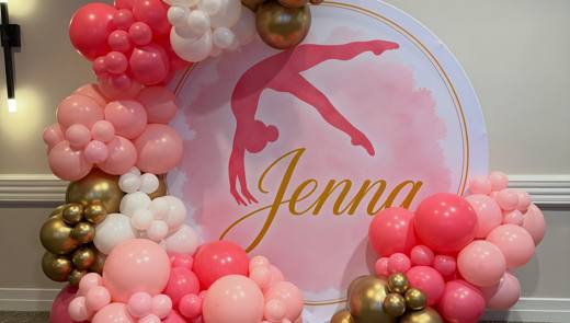 Jenna's Bat Mitzvah: Gymnastics, planned by a former college gymnast. Bat Mitzvah at Charlotte Marriott City Center, Uptown, planned by Razzle Dazzle Event Planning, Charlotte NC. Photo 4 of 18.