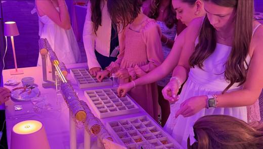 Jenna's Bat Mitzvah: Gymnastics, planned by a former college gymnast. Bat Mitzvah at Charlotte Marriott City Center, Uptown, planned by Razzle Dazzle Event Planning, Charlotte NC. Photo 7 of 18.