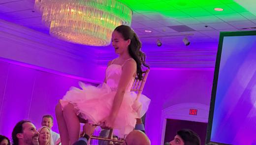 Jenna's Bat Mitzvah: Gymnastics, planned by a former college gymnast. Bat Mitzvah at Charlotte Marriott City Center, Uptown, planned by Razzle Dazzle Event Planning, Charlotte NC. Photo 15 of 18.